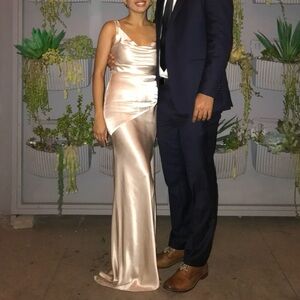 BEC + BRIDGE MOON DANCE COWL DRESS in SAND (SIZE USA 4 / AUS 8)